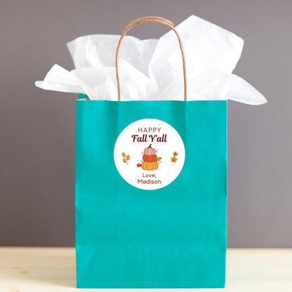 Happy Fall Y'all Personalized Stickers, Custom Happy Fall Thanksgiving Label, Autumn Thank You Gift Party Favor Invitation Envelope Seal