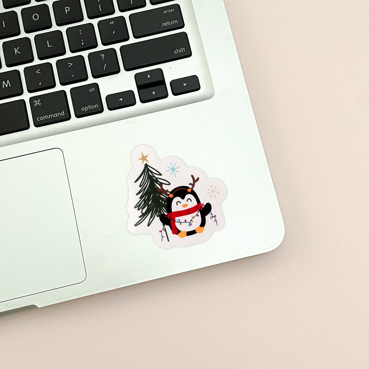 Christmas Penguin Vinyl Sticker, Glossy Finish, Laptop Water Bottle Decal Gift for Her, Stocking Stuffer, Cute Holiday Penguin Sticker