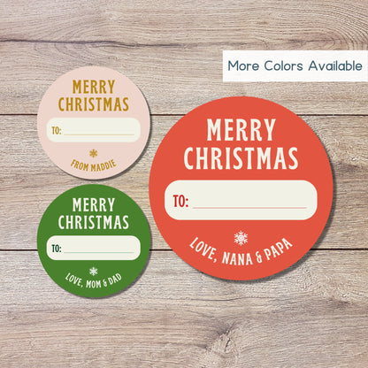 Merry Christmas To and From Stickers, Personalized Happy Holiday Label, Custom Christmas Invitation Gift Wrap Envelope Seal Sticker