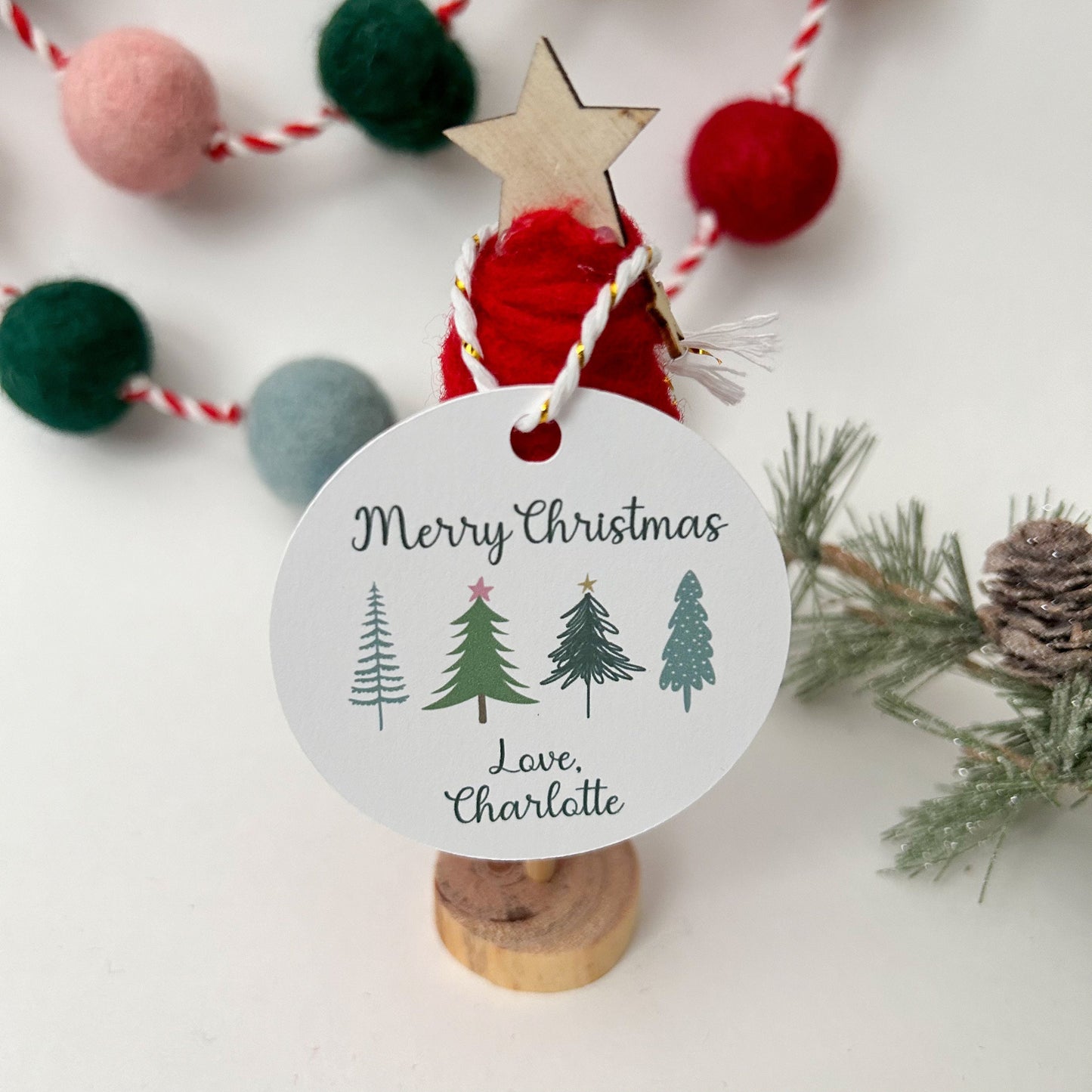 Personalized Christmas Trees Gift Tags, Custom Holiday Gift Tags, Matte Finish