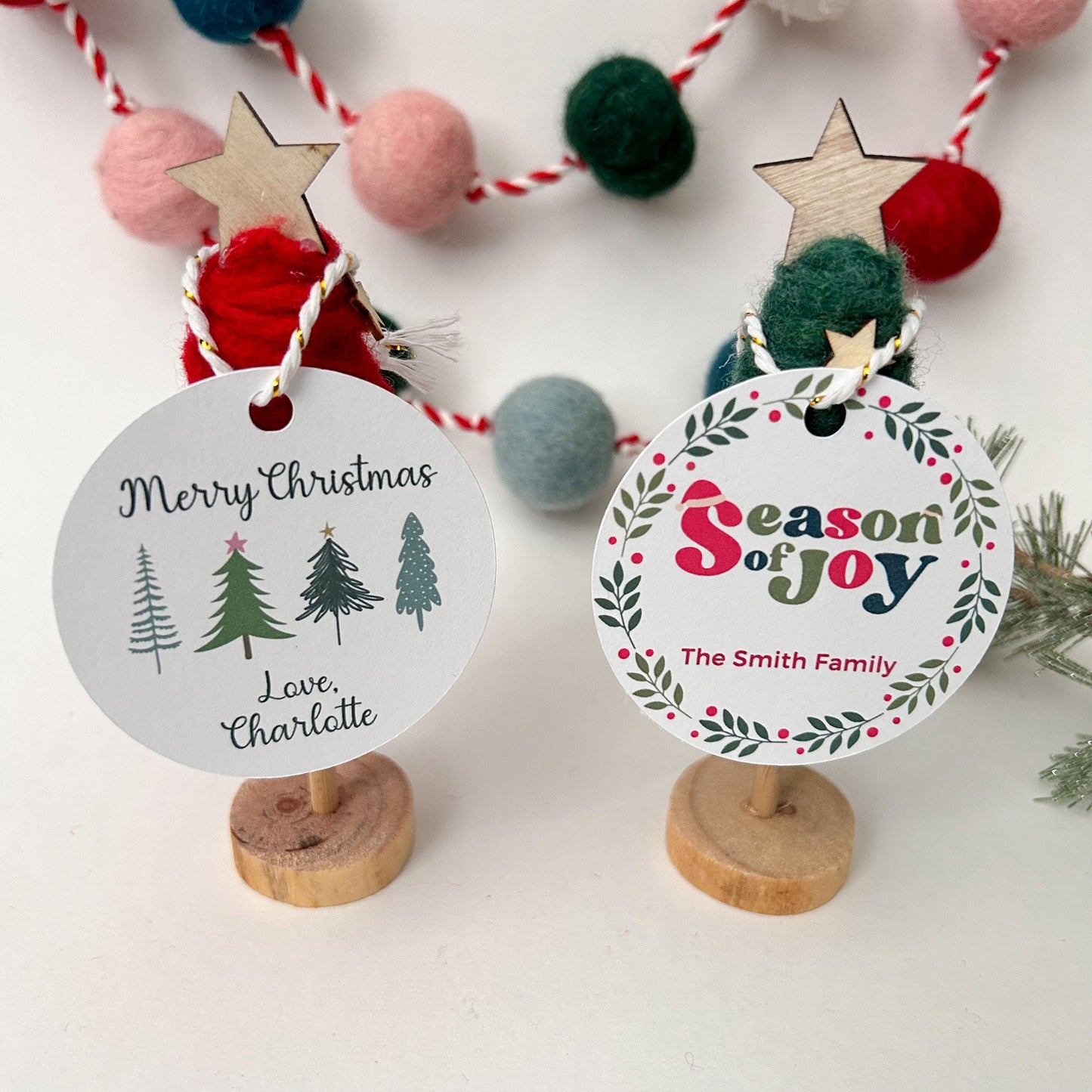 Personalized Christmas Trees Gift Tags, Custom Holiday Gift Tags, Matte Finish