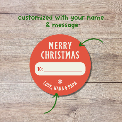 Merry Christmas To and From Stickers, Personalized Happy Holiday Label, Custom Christmas Invitation Gift Wrap Envelope Seal Sticker