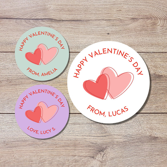 Valentine's Day Stickers. Matte or Glossy Finish, Custom Valentine Label, Valentine Favor Treat Bag Sticker, Hearts Valentine Envelope Seale