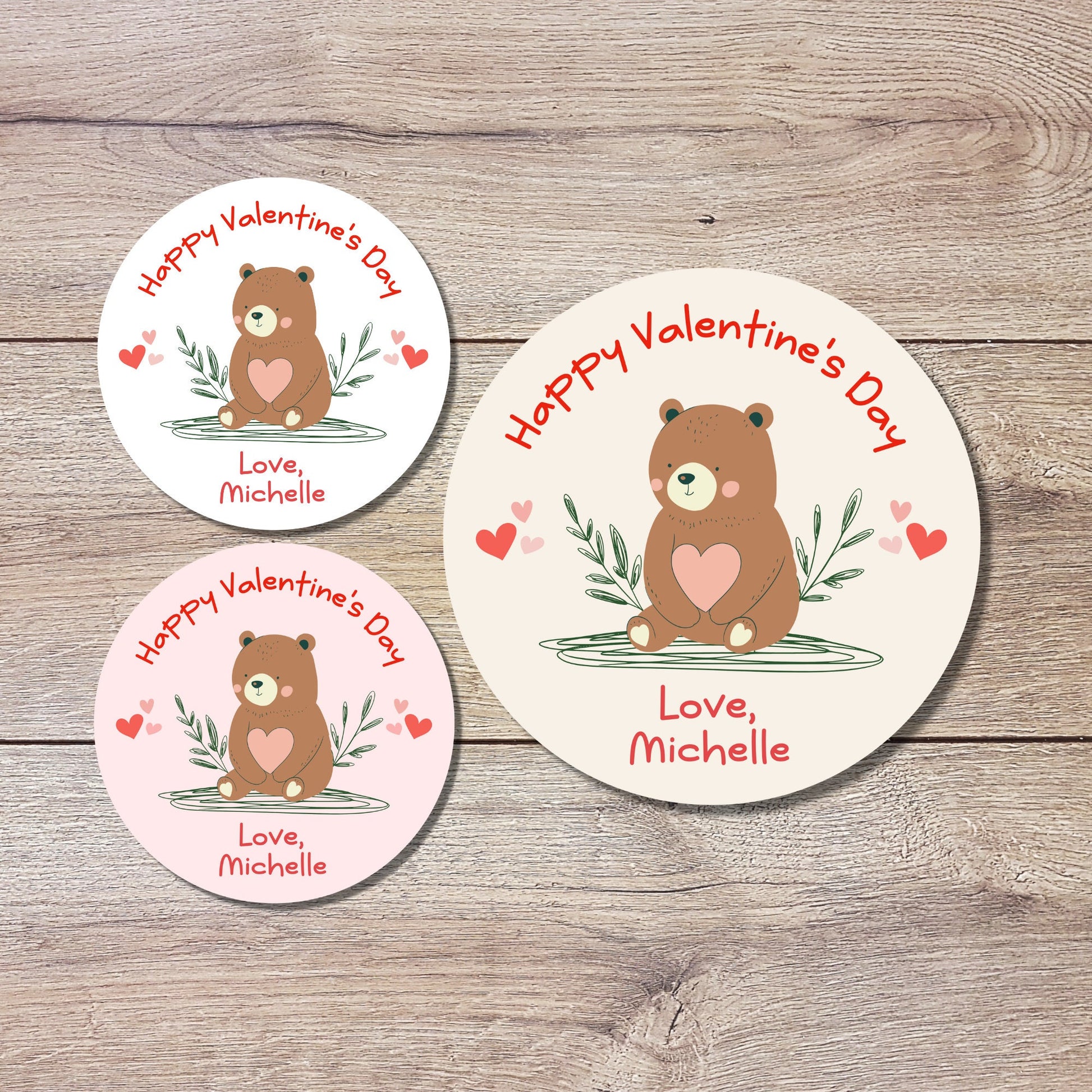 Valentine's Day Stickers. Matte or Glossy Finish, Custom Valentine Label, Valentine Favor Treat Bag Sticker, Bear Valentine Envelope Seale