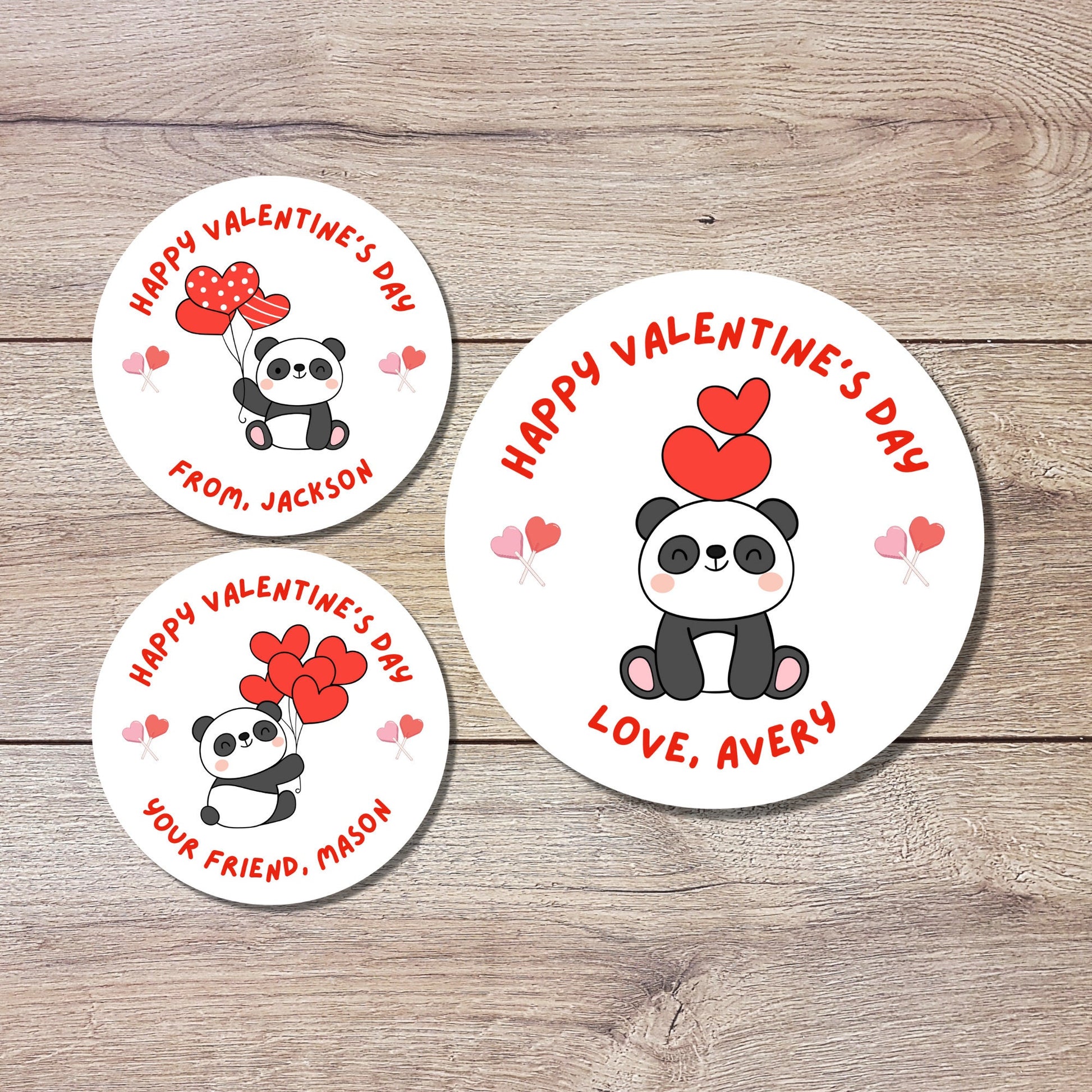 Valentine's Day Stickers. Matte or Glossy Finish, Custom Valentine Label, Valentine Favor Treat Bag Sticker, Panda Valentine Envelope Seale