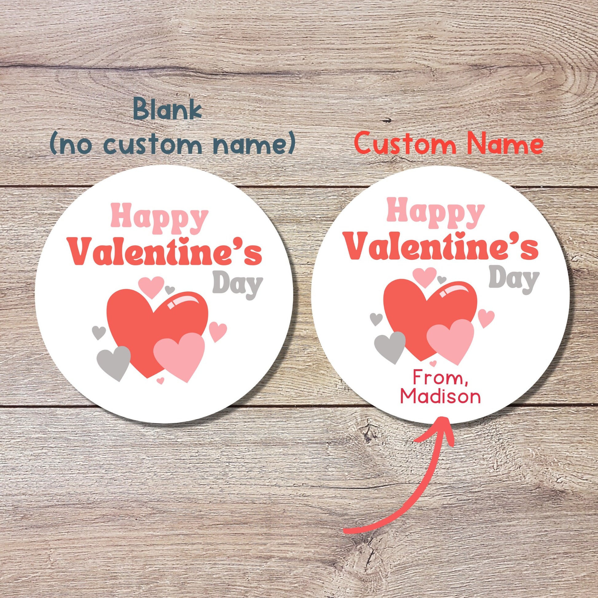 Valentine's Day Stickers. Matte or Glossy Finish, Custom Valentine Label, Valentine Favor Treat Bag Sticker, Hearts Valentine Envelope Seale