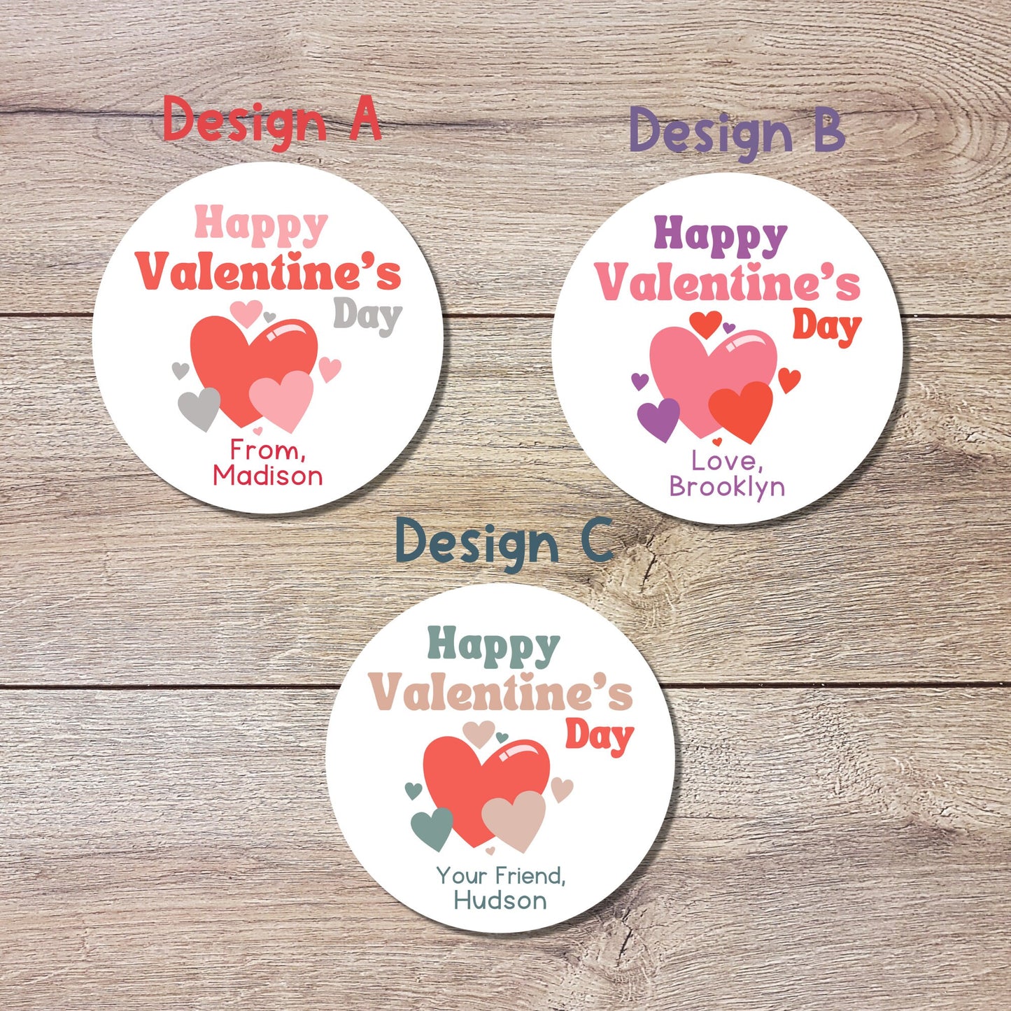 Valentine's Day Stickers. Matte or Glossy Finish, Custom Valentine Label, Valentine Favor Treat Bag Sticker, Hearts Valentine Envelope Seale