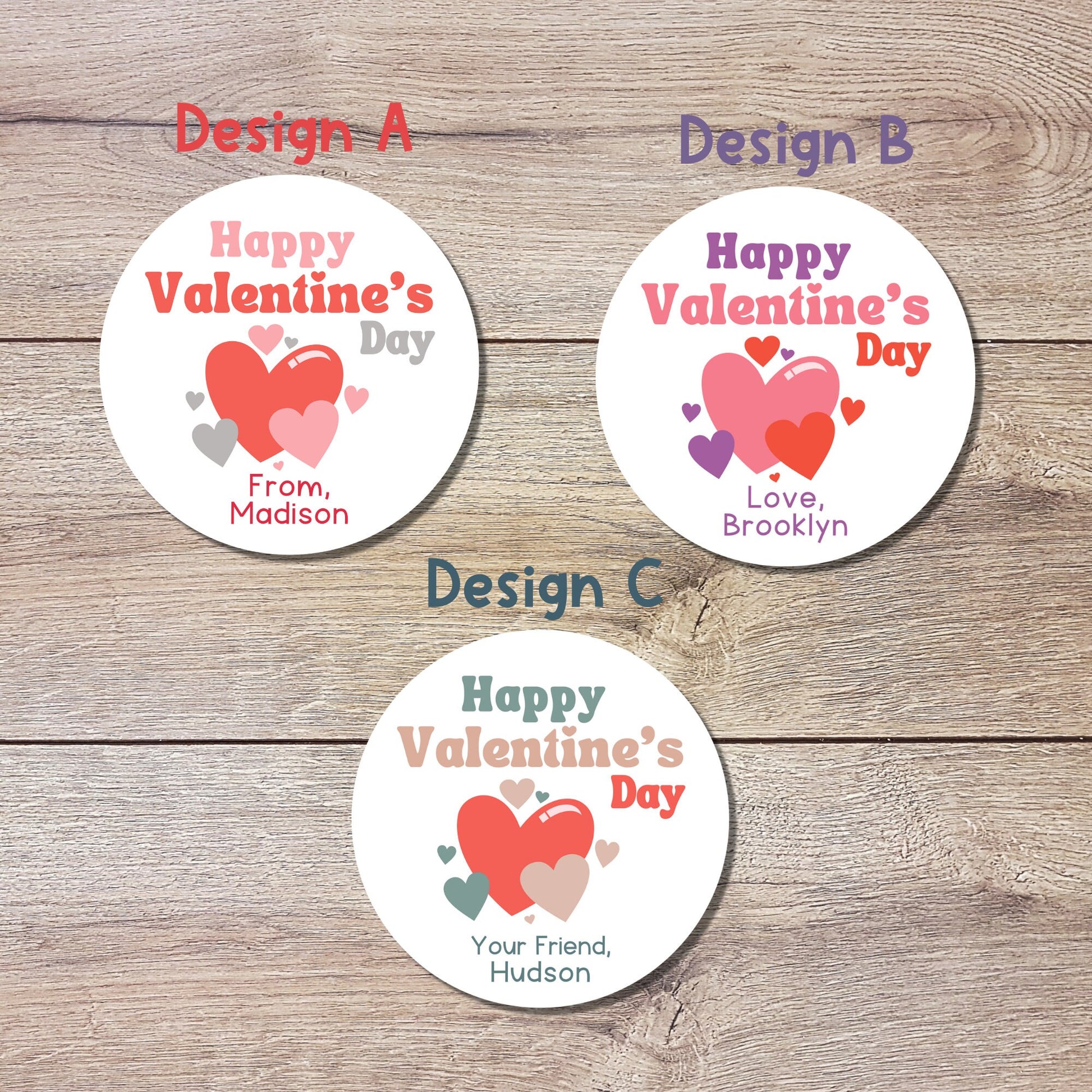 Valentine's Day Stickers. Matte or Glossy Finish, Custom Valentine Label, Valentine Favor Treat Bag Sticker, Hearts Valentine Envelope Seale