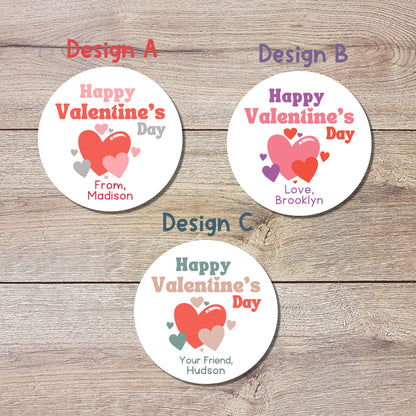 Valentine's Day Stickers. Matte or Glossy Finish, Custom Valentine Label, Valentine Favor Treat Bag Sticker, Hearts Valentine Envelope Seale