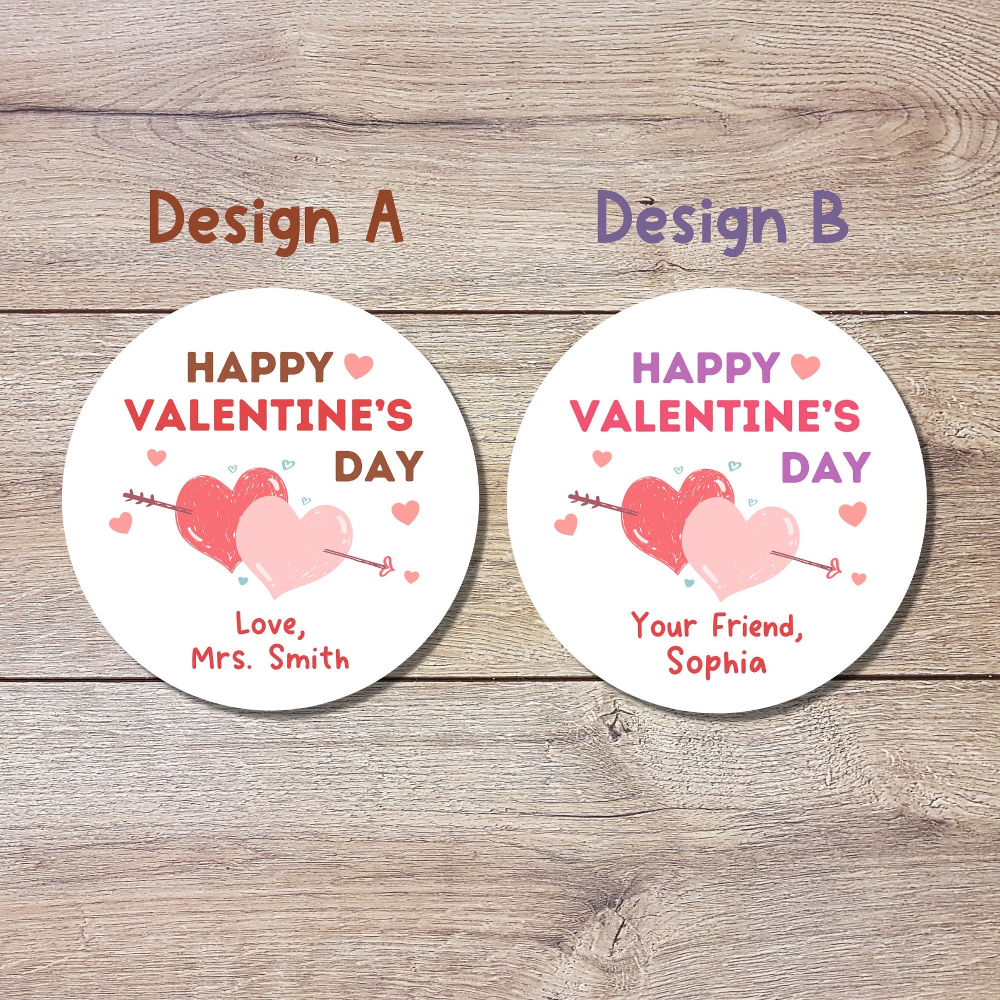 Valentine's Day Stickers, Matte or Glossy Finish, Custom Valentine Label, Valentine Favor Treat Bag Sticker, Hearts Valentine Envelope Seals