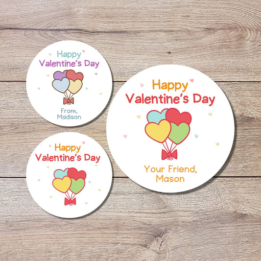 Valentine's Day Stickers, Matte or Glossy Finish, Custom Valentine Label, Valentine Favor Treat Bag Sticker, Hearts Valentine Envelope Seals