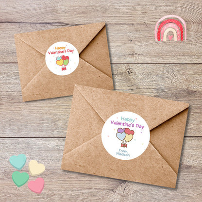 Valentine's Day Stickers, Matte or Glossy Finish, Custom Valentine Label, Valentine Favor Treat Bag Sticker, Hearts Valentine Envelope Seals