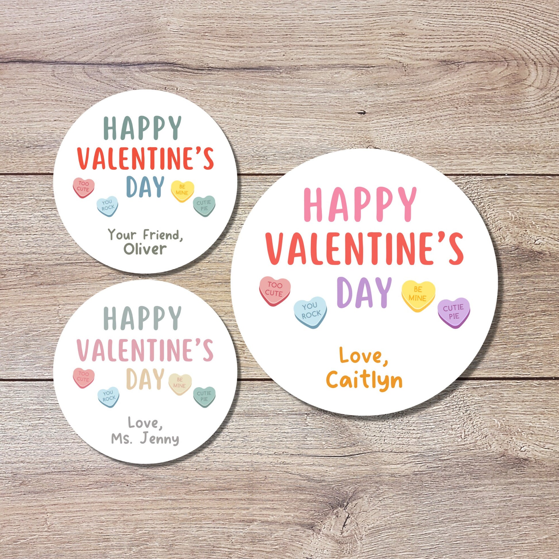 Valentine's Day Stickers, Matte or Glossy Finish, Custom Valentine Label, Valentine Favor Treat Bag Sticker, Hearts Valentine Envelope Seals