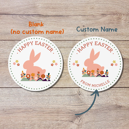 Personalized Easter Stickers, Matte or Glossy Finish, Custom Happy Easter Label, Easter Gift Basket Treat Bag Sticker, Easter Bunny Stickers