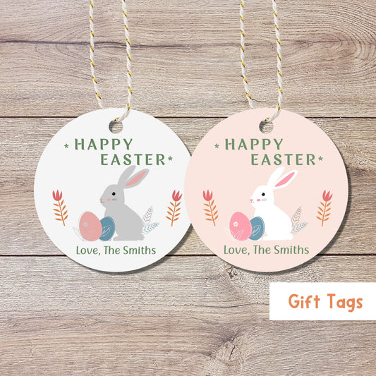 Personalized Easter Gift Tags, Matte Finish, Easter Tags, Easter Favor Treat Bag Tag, Cute Easter Tags, Custom Gift Tags, Easter Bunny Tag