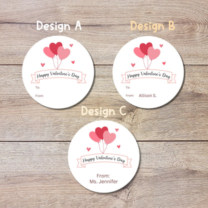 Valentine's Day Stickers, Matte or Glossy Finish, Custom Valentine Label, Valentine Favor Treat Bag Sticker, Hearts Valentine Envelope Seals