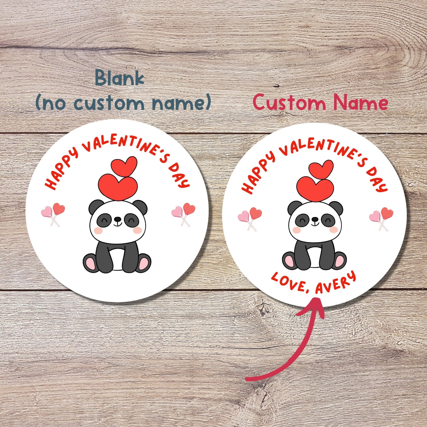 Valentine's Day Stickers. Matte or Glossy Finish, Custom Valentine Label, Valentine Favor Treat Bag Sticker, Panda Valentine Envelope Seale