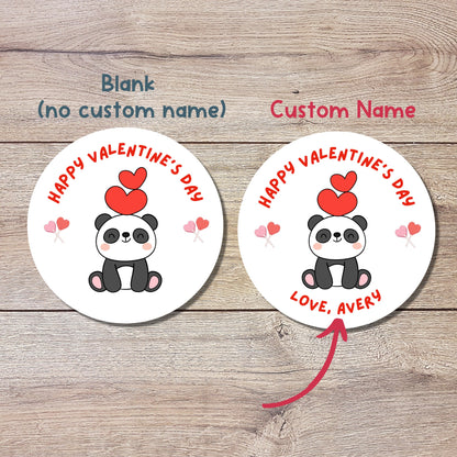 Valentine's Day Stickers. Matte or Glossy Finish, Custom Valentine Label, Valentine Favor Treat Bag Sticker, Panda Valentine Envelope Seale