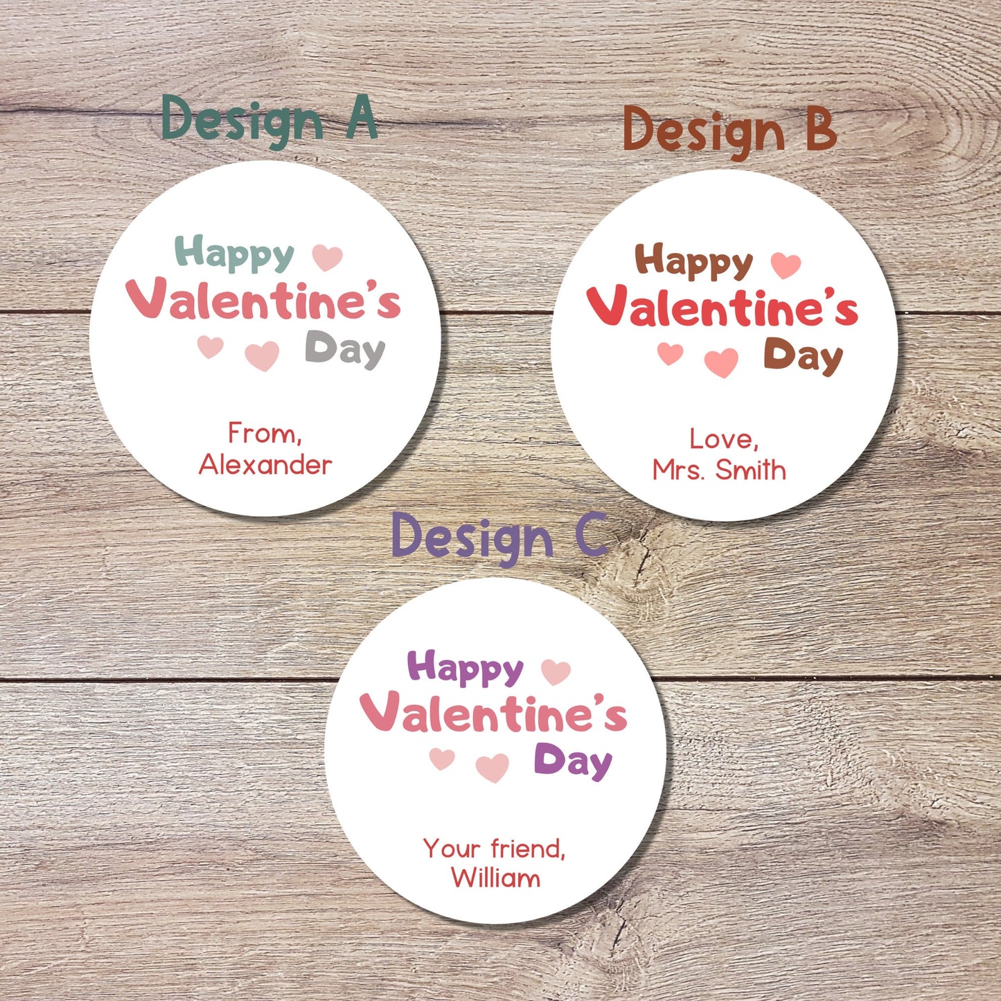 Valentine's Day Stickers, Matte or Glossy Finish, Custom Valentine Label, Valentine Favor Treat Bag Sticker, Hearts Valentine Envelope Seals