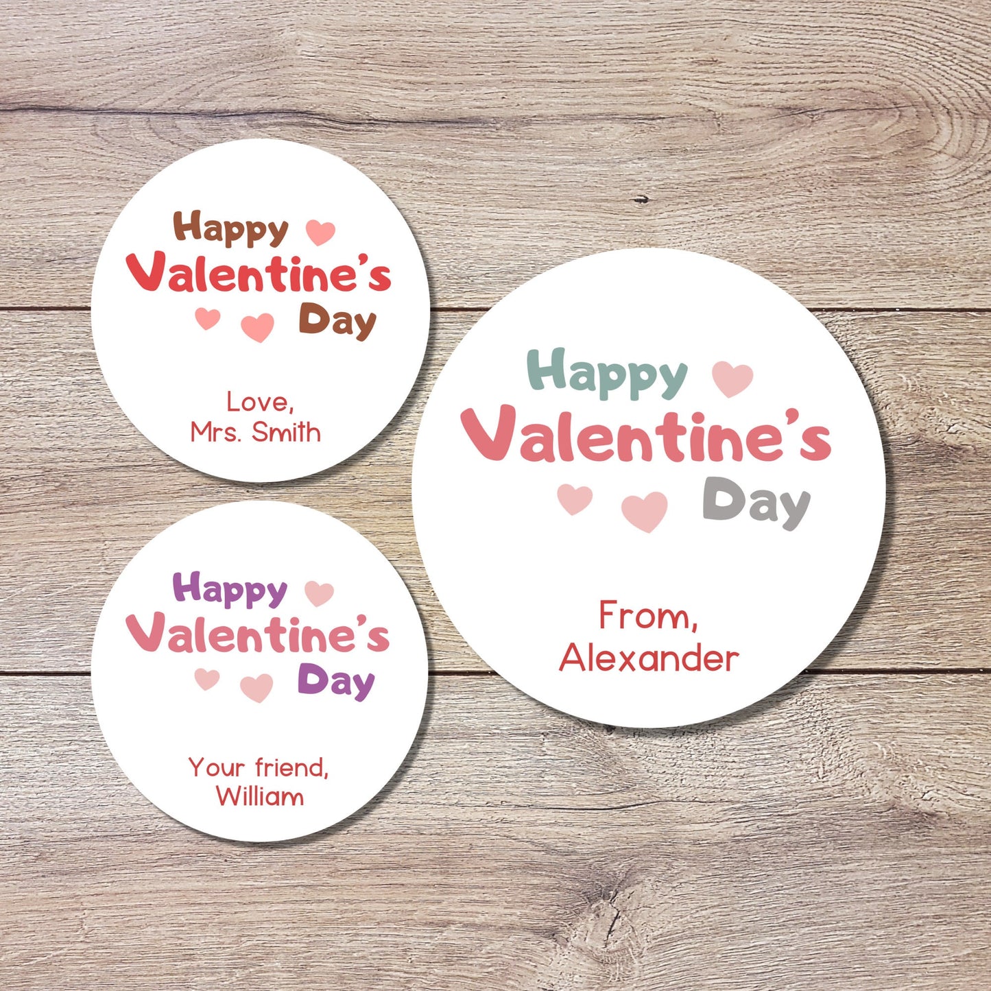 Valentine's Day Stickers, Matte or Glossy Finish, Custom Valentine Label, Valentine Favor Treat Bag Sticker, Hearts Valentine Envelope Seals