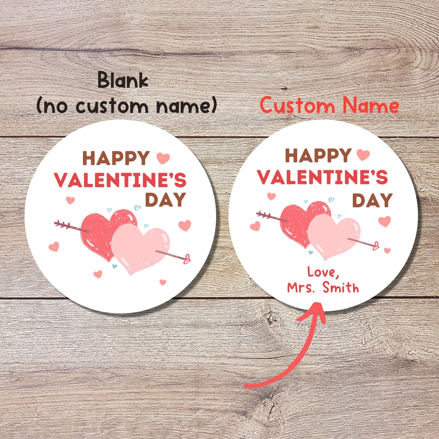 Valentine's Day Stickers, Matte or Glossy Finish, Custom Valentine Label, Valentine Favor Treat Bag Sticker, Hearts Valentine Envelope Seals