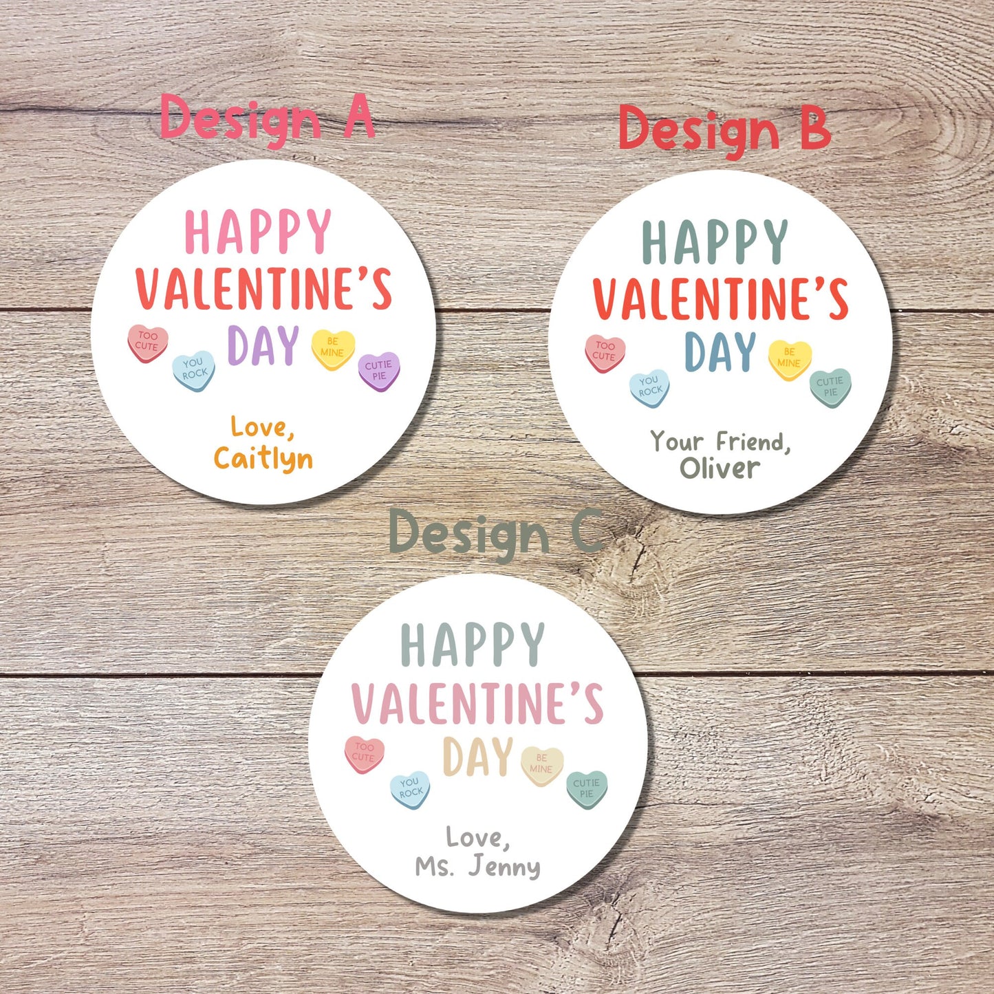 Valentine's Day Stickers, Matte or Glossy Finish, Custom Valentine Label, Valentine Favor Treat Bag Sticker, Hearts Valentine Envelope Seals