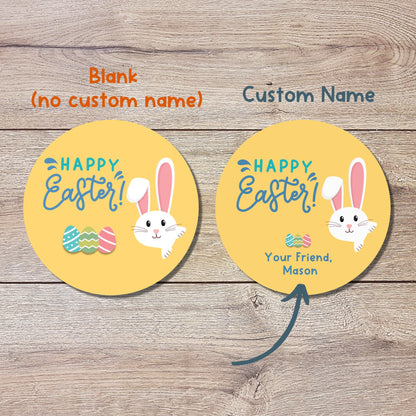 Personalized Easter Stickers, Matte or Glossy Finish, Custom Happy Easter Label, Easter Gift Basket Treat Bag Sticker, Easter Bunny Stickers