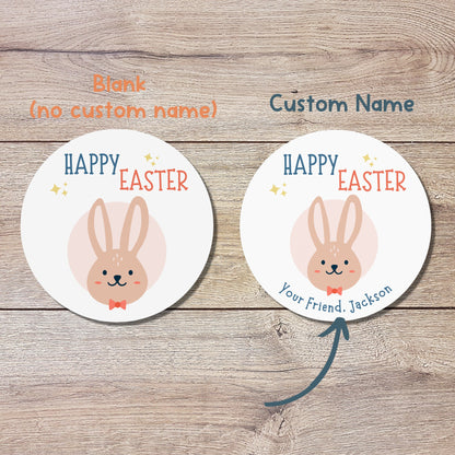 Personalized Easter Stickers, Matte or Glossy Finish, Custom Happy Easter Label, Easter Gift Basket Treat Bag Sticker, Easter Bunny Stickers