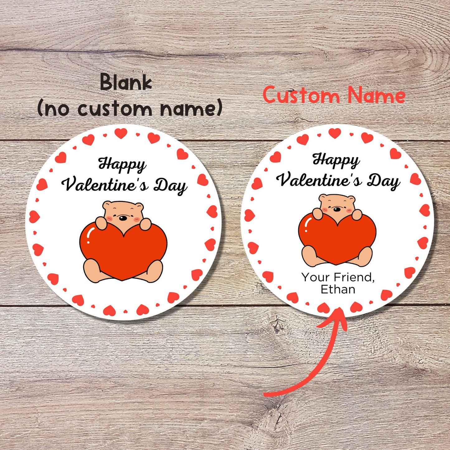 Valentine's Day Stickers, Matte or Glossy Finish, Custom Valentine Label, Valentine Favor Treat Bag Sticker, Hearts Valentine Envelope Seals