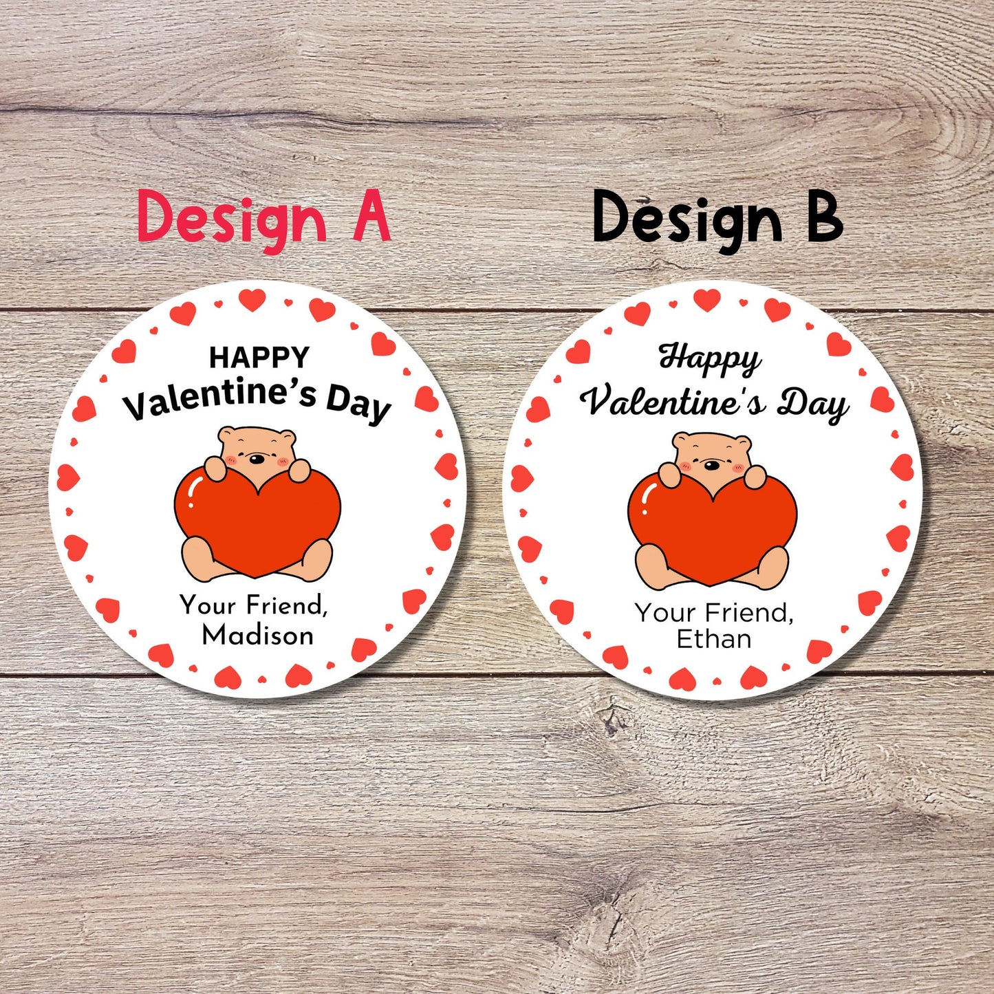 Valentine's Day Stickers, Matte or Glossy Finish, Custom Valentine Label, Valentine Favor Treat Bag Sticker, Hearts Valentine Envelope Seals