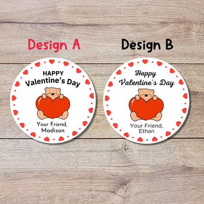 Valentine's Day Stickers, Matte or Glossy Finish, Custom Valentine Label, Valentine Favor Treat Bag Sticker, Hearts Valentine Envelope Seals