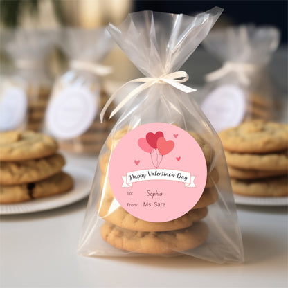 Valentine's Day Stickers, Matte or Glossy Finish, Custom Valentine Label, Valentine Favor Treat Bag Sticker, Hearts Valentine Envelope Seals