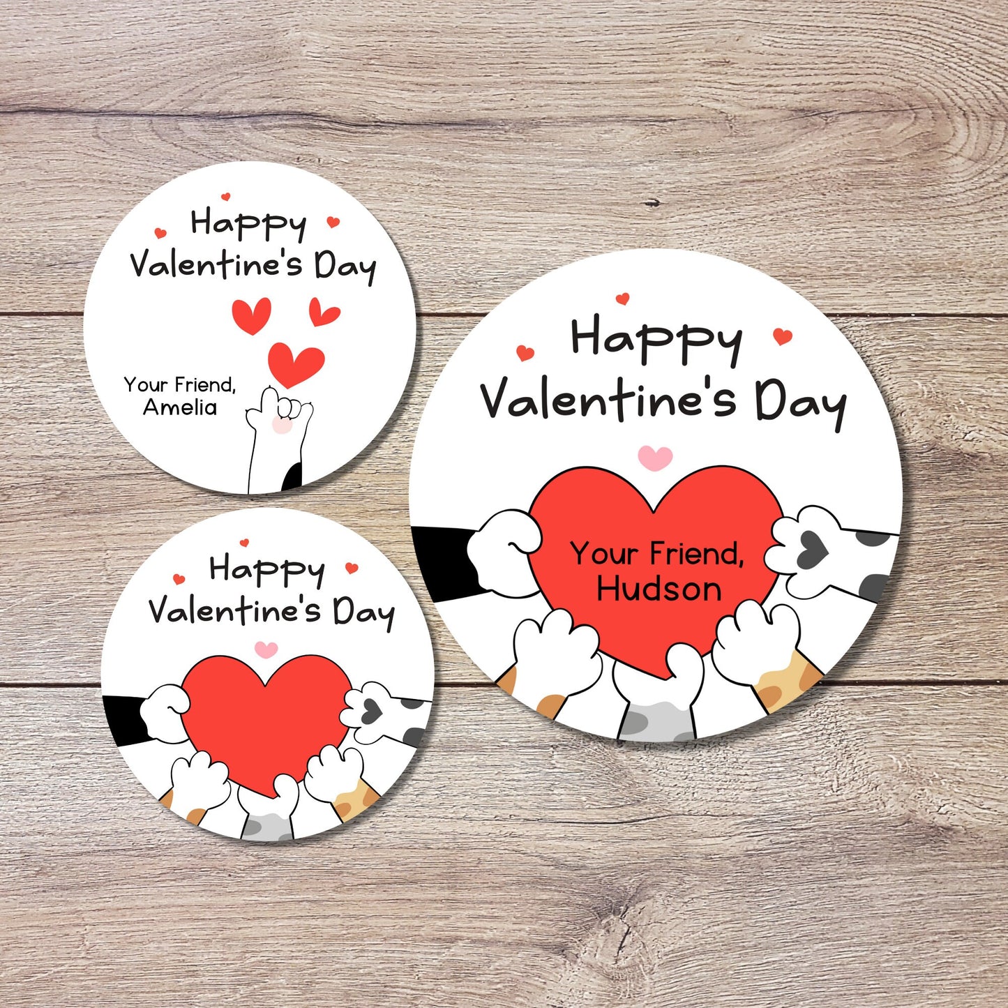 Valentine's Day Stickers, Matte or Glossy Finish, Custom Valentine Label, Valentine Favor Treat Bag Sticker, Animal Valentine Envelope Seals