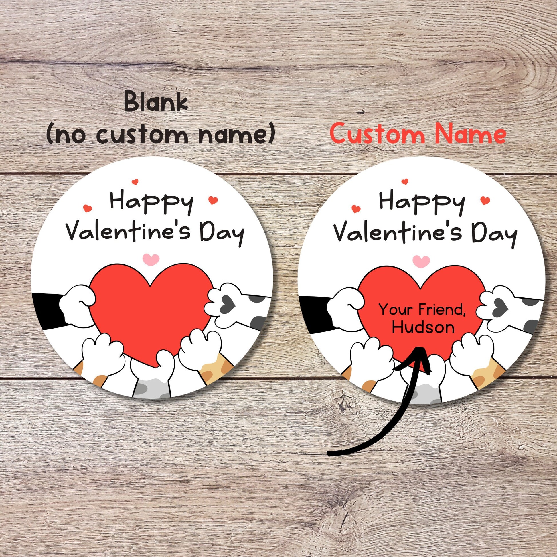 Valentine's Day Stickers, Matte or Glossy Finish, Custom Valentine Label, Valentine Favor Treat Bag Sticker, Animal Valentine Envelope Seals