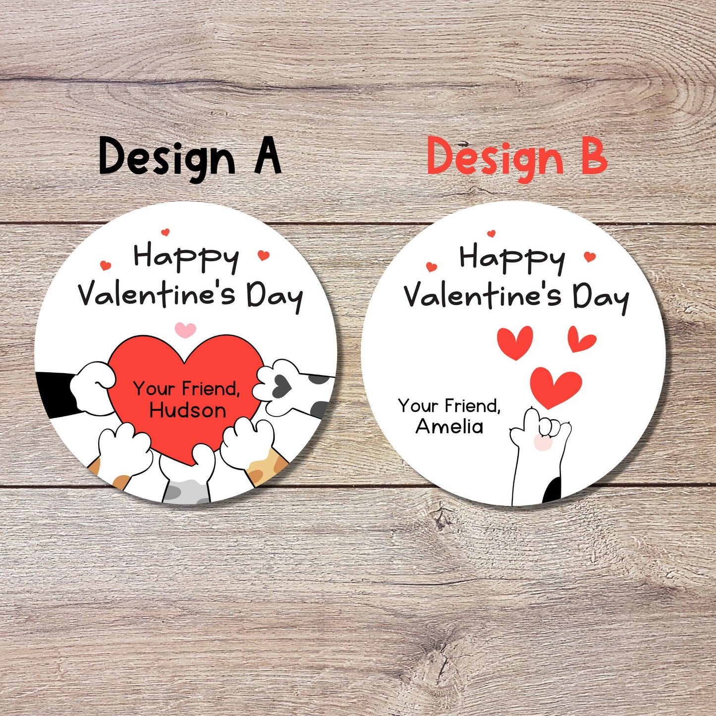 Valentine's Day Stickers, Matte or Glossy Finish, Custom Valentine Label, Valentine Favor Treat Bag Sticker, Animal Valentine Envelope Seals