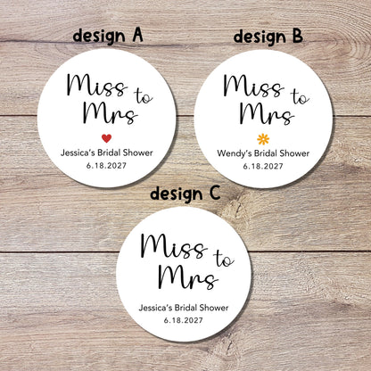 Miss to Mrs. Bridal Shower Stickers, Custom Thank You Labels, Personalized Bridal Shower Sticker, Custom Bride-to-Be Party Favor Sticker
