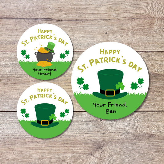 St. Patrick's Day Stickers, Personalized St Patrick's Party Favor Label, School Party Favor Treat Bag Stickers, St Paddy's Day Irish Sticker