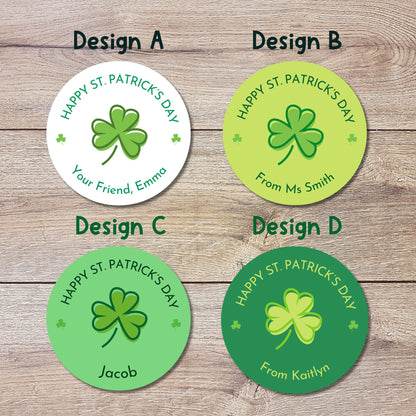 St. Patrick's Day Shamrock Stickers, Personalized St Patrick's Party Favor Label, School Party Treat Bag Stickers, St Paddy's Day Irish