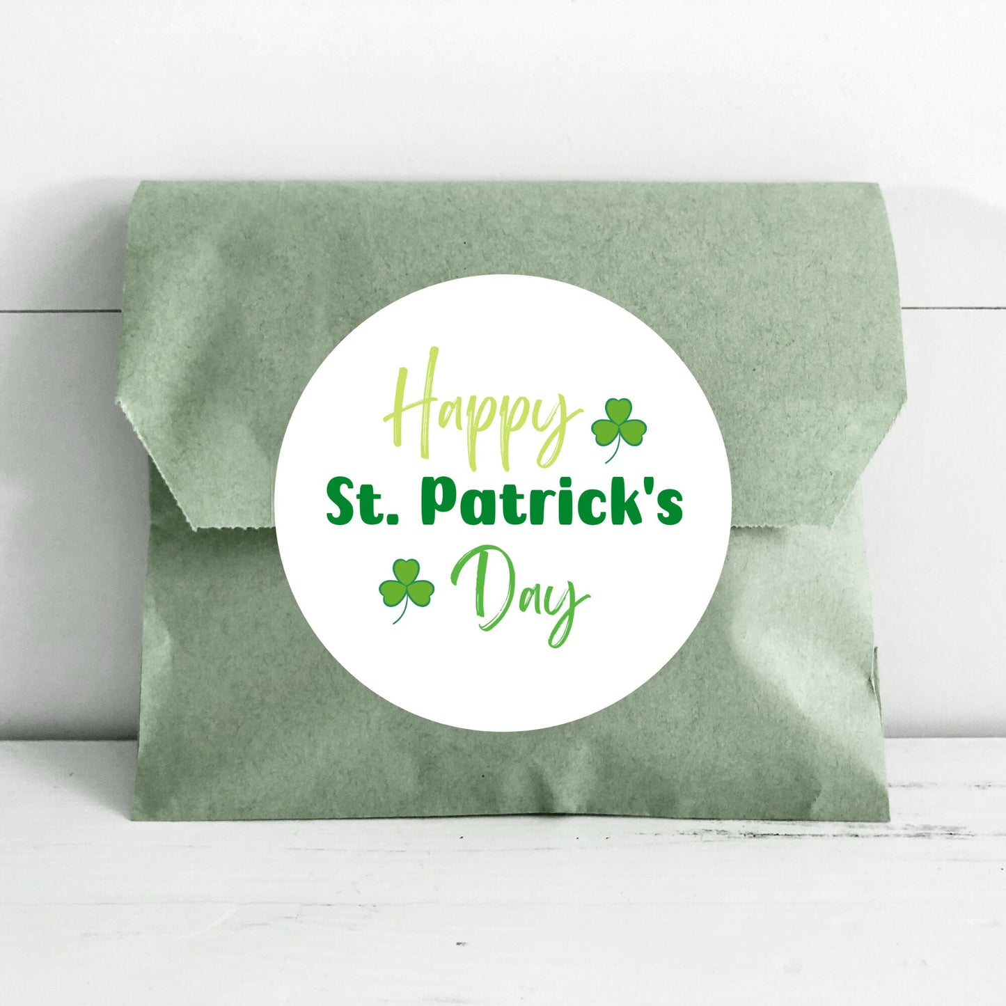 St. Patrick's Day Shamrock Stickers, Personalized St Patrick's Party Favor Label, School Party Treat Bag Stickers, St Paddy's Day Irish