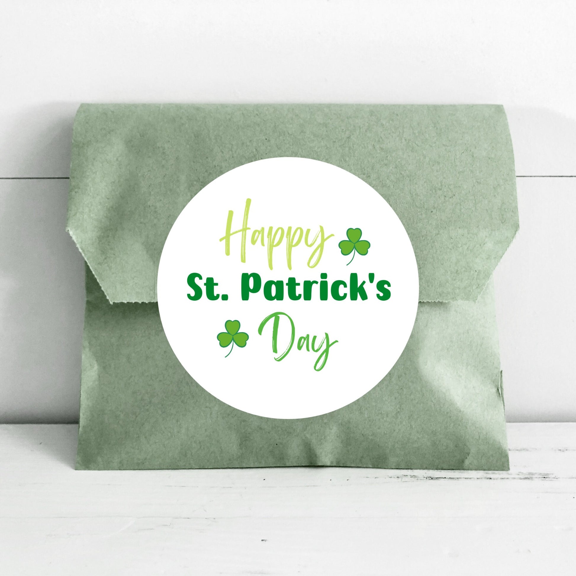 St. Patrick's Day Shamrock Stickers, Personalized St Patrick's Party Favor Label, School Party Treat Bag Stickers, St Paddy's Day Irish