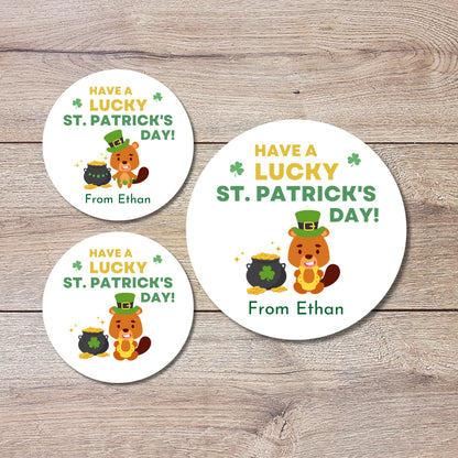 St. Patrick's Day Lucky Day Stickers, Personalized St Patrick's Party Favor Label, School Party Treat Bag Stickers, St Paddy's Day Irish