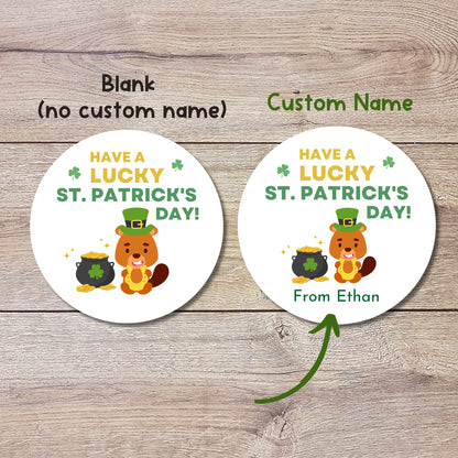St. Patrick's Day Lucky Day Stickers, Personalized St Patrick's Party Favor Label, School Party Treat Bag Stickers, St Paddy's Day Irish