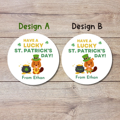 St. Patrick's Day Lucky Day Stickers, Personalized St Patrick's Party Favor Label, School Party Treat Bag Stickers, St Paddy's Day Irish