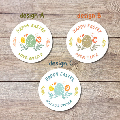 Personalized Easter Stickers, Matte or Glossy Finish, Custom Happy Easter Label, Easter Gift Basket Treat Bag Sticker, Easter Egg Stickers
