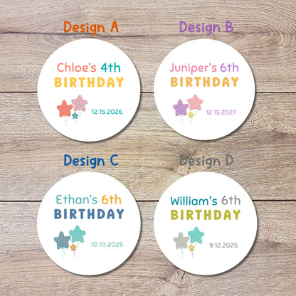 Personalized Happy Birthday Stickers, Custom Party Favor Goody Bag Labels, Kids Birthday Balloon Stickers, Birthday Gift Bag Stickers