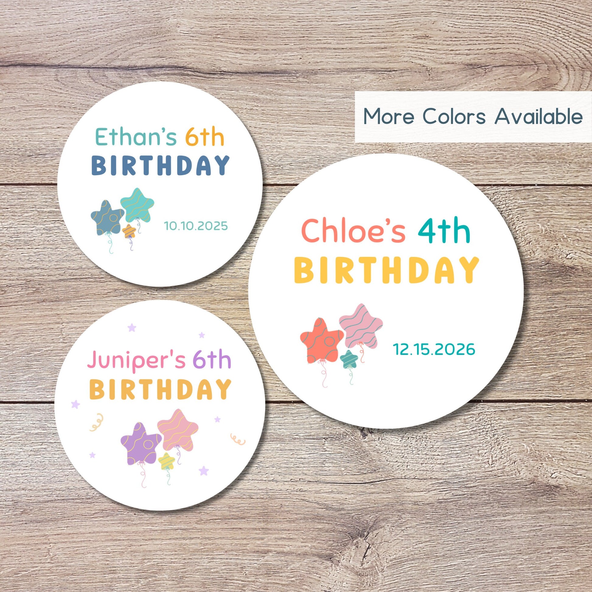 Personalized Happy Birthday Stickers, Custom Party Favor Goody Bag Labels, Kids Birthday Balloon Stickers, Birthday Gift Bag Stickers