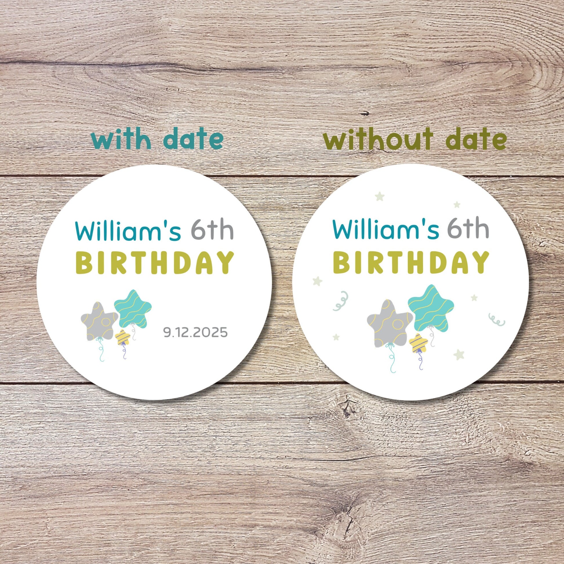 Personalized Happy Birthday Stickers, Custom Party Favor Goody Bag Labels, Kids Birthday Balloon Stickers, Birthday Gift Bag Stickers