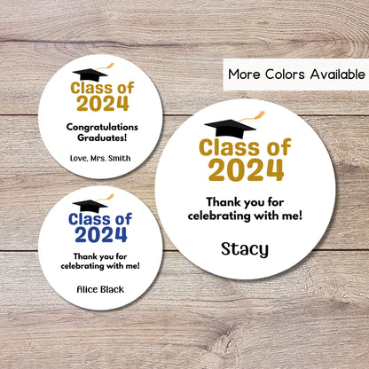Personalized Graduation Stickers, Happy Graduation Grad Party Labels