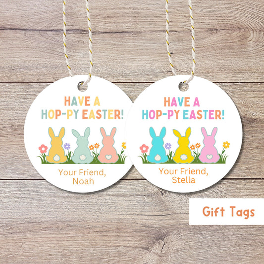 Personalized Easter Gift Tags, Matte Finish, Easter Tags, Easter Favor Treat Bag Tag, Cute Easter Tags, Custom Gift Tags, Easter Bunny Tag