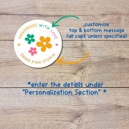 Personalized Handmade with Love Stickers, Customized Handmade Goods Labels, Matte or Glossy Finish, Small Business Bakery Packaging Labels